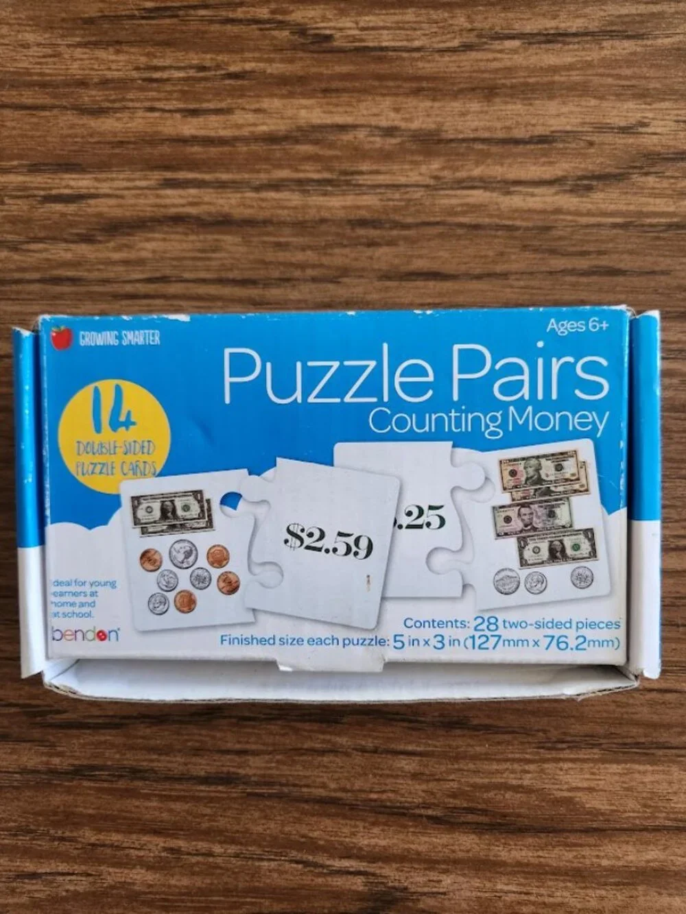 Puzzle Pairs Flash Cards Counting Money Currency Math Double-Sided Game Toy  Inc